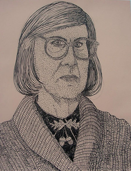  "Log Lady", ink on paper - 2013 &nbsp;12"x14" 