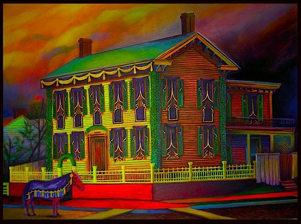  "Lincoln's House", fluorescent paint on canvas - 2012 36"x48" 