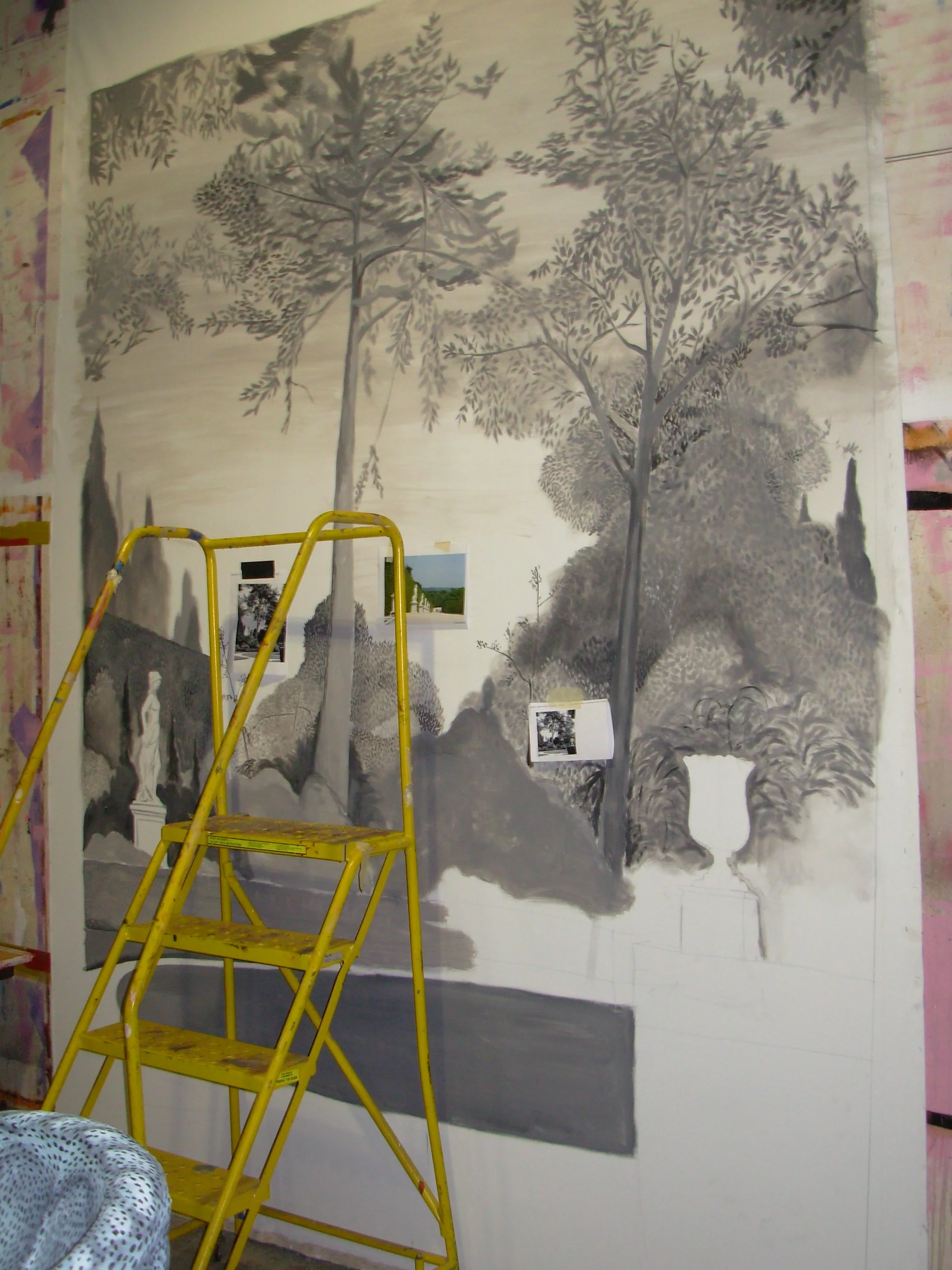 In progress painted backdrop by Mark Gagnon
