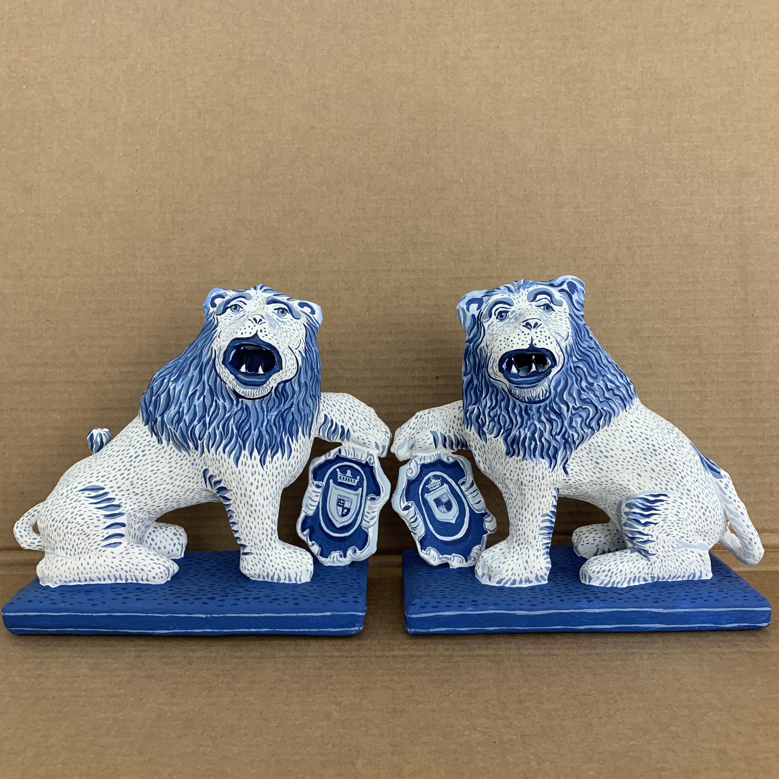 Delftware-inspired Lions - Set of 2