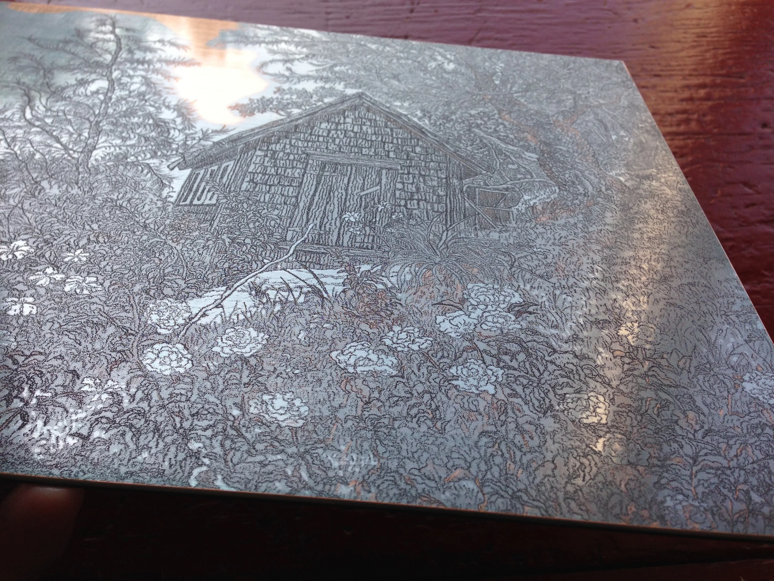 This plate like several others in the "Experimental Suite" was steel faced to create a surface that is much harder than the copper material alone.