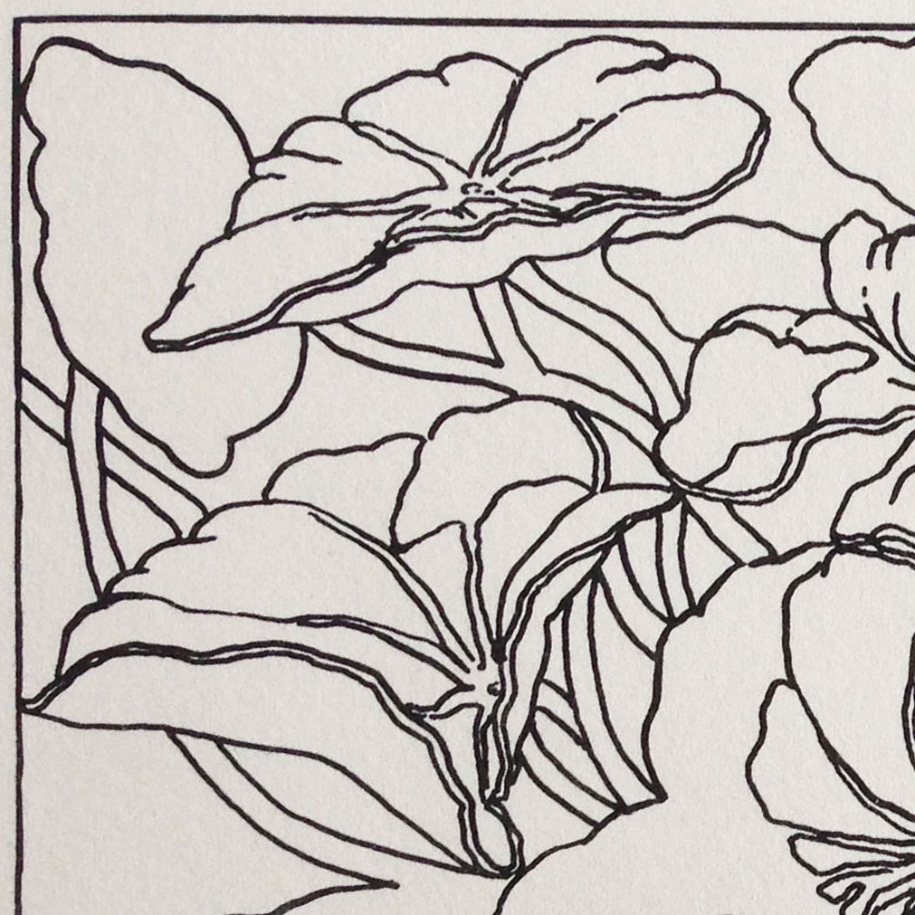 The upper left corner of the print shows at least five points at which edges of forms touch on the two dimensional plane.