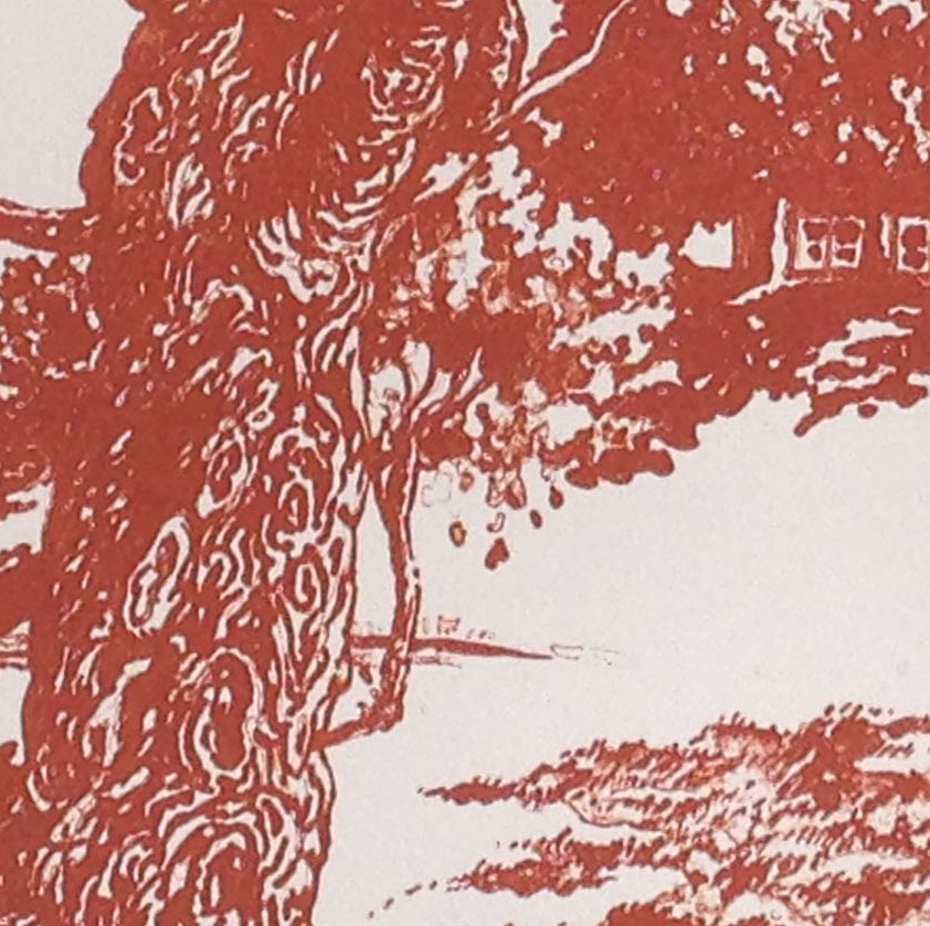 Detail of Jack's rendering of the bark of an oak tree.