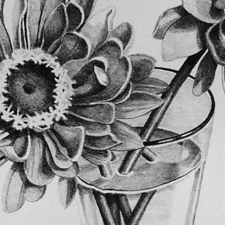 This is more than a vase with water and a few Zinnias stuck in it.