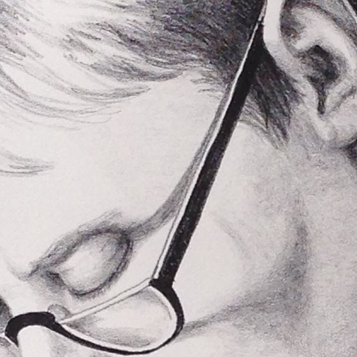 A detail from a print indicates Sondra drew with a #5 litho crayon for the lighter areas and details and used a #3 crayon for the heavier blacks.