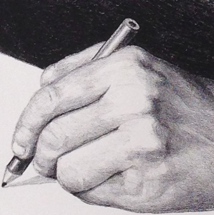 Also in a detail from a print. Jack might actually have a litho crayon (also called a litho pencil) in his hand.