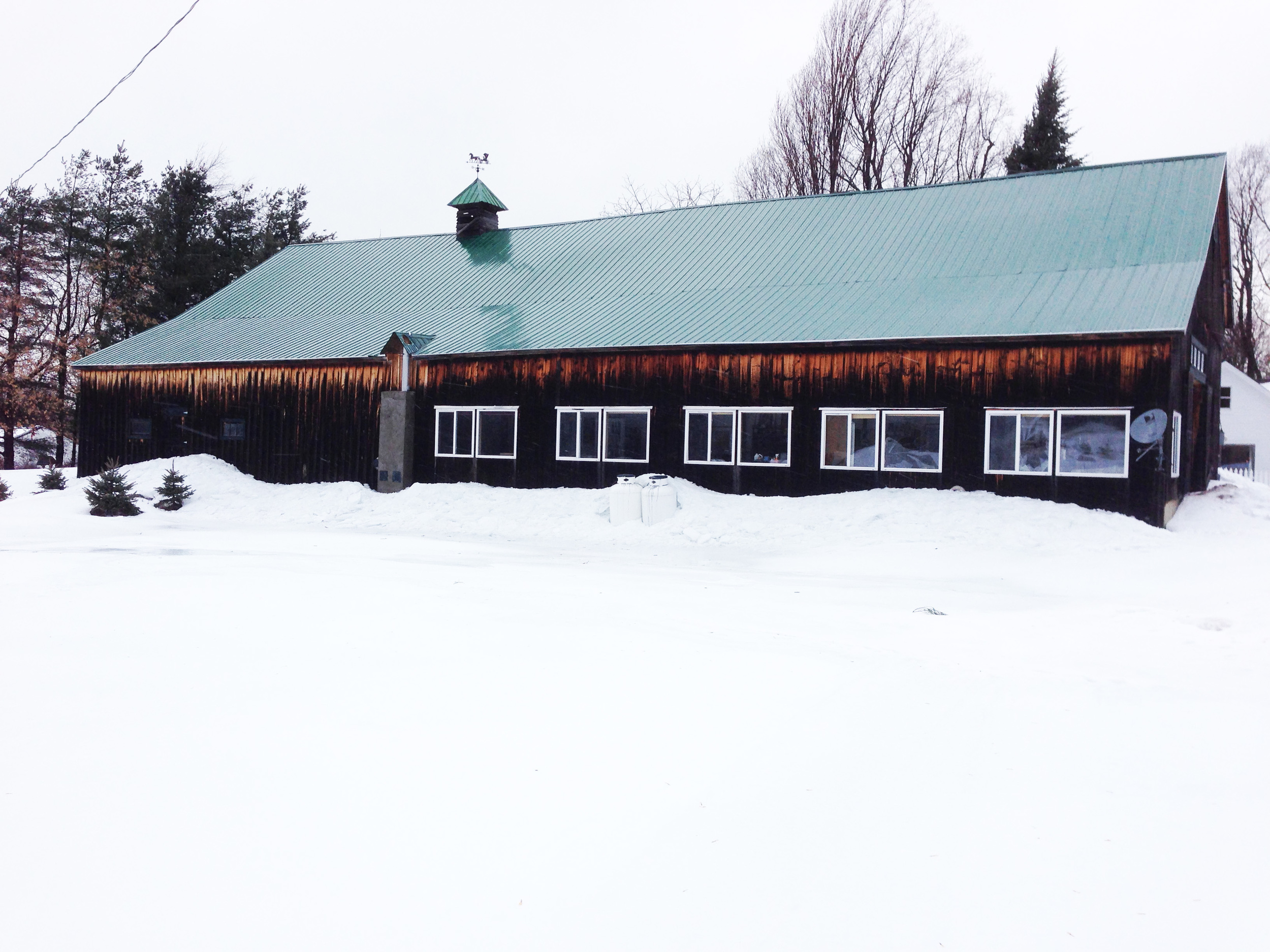 The home of "The Senefelder Club of the North Country." In December, 2013, a build-up of snow and ice came sliding down off the metal roof and took out the chimney and four windows. The windows have now been replaced but the chimney is waiting on a contractor. 