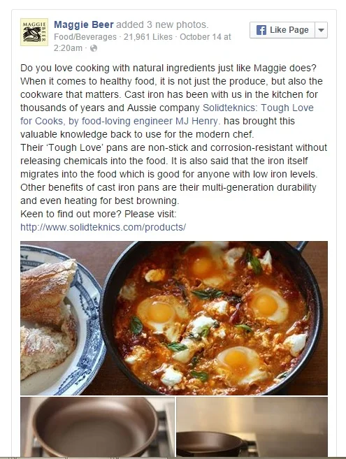 To see more of the buzz in the food media, click above or here: http://www.solidteknics.com/press-love Apart from the wonderful support from chefs and food media, this is what our customers are saying about AUSfonte pans: www.solidteknics.com/testify Note: all comments were independently expressed and none were sponsored.....all genuine enthusiasm for something new and extraordinary.