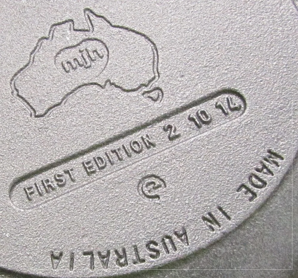 The underside of the AUSfonte Sauteuse pans. Pan Grill-it backers will receive their rewards with similar markings. These limited and collectible First Edition castings are only produced for Kickstarter backers. 