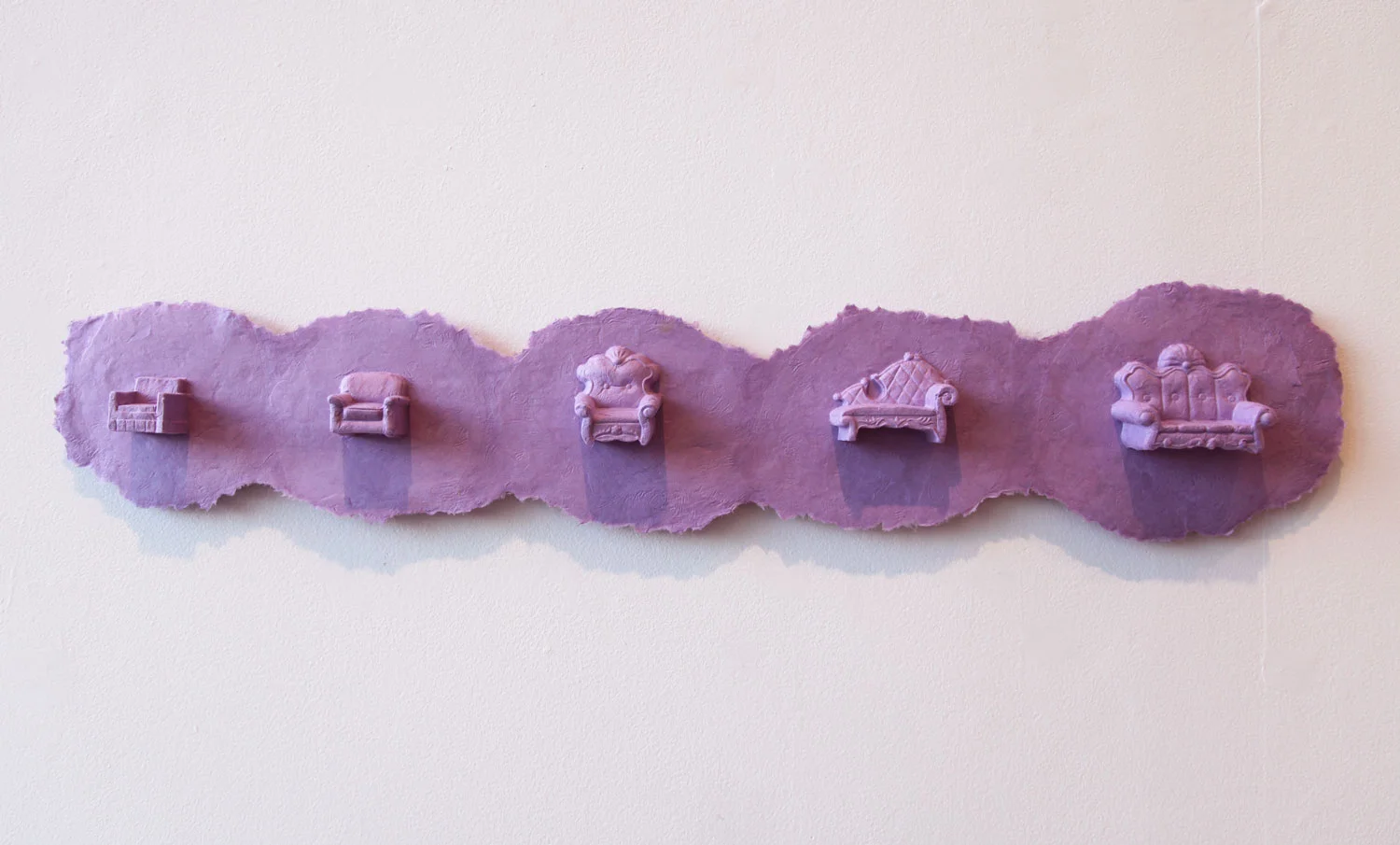 I wish that I can live in the sky: chairs 2013, Paper casting: abaca fiber, dye, 30”x6”x2”
Normal
0
false
false
false
EN-US
JA
X-NONE
/* Style Definitions */
table.MsoNormalTable
{mso-style-name:"Table Normal";
mso-tstyle-rowband-size:0;
mso-tstyle-colband-size:0;
mso-style-noshow:yes;
mso-style-priority:99;
mso-style-parent:"";
mso-padding-alt:0in 5.4pt 0in 5.4pt;
mso-para-margin:0in;
mso-para-margin-bottom:.0001pt;
mso-pagination:widow-orphan;
font-size:10.0pt;
font-family:"Cambria","serif";
mso-ascii-font-family:Cambria;
mso-ascii-theme-font:minor-latin;
mso-hansi-font-family:Cambria;
mso-hansi-theme-font:minor-latin;
mso-fareast-language:JA;}
