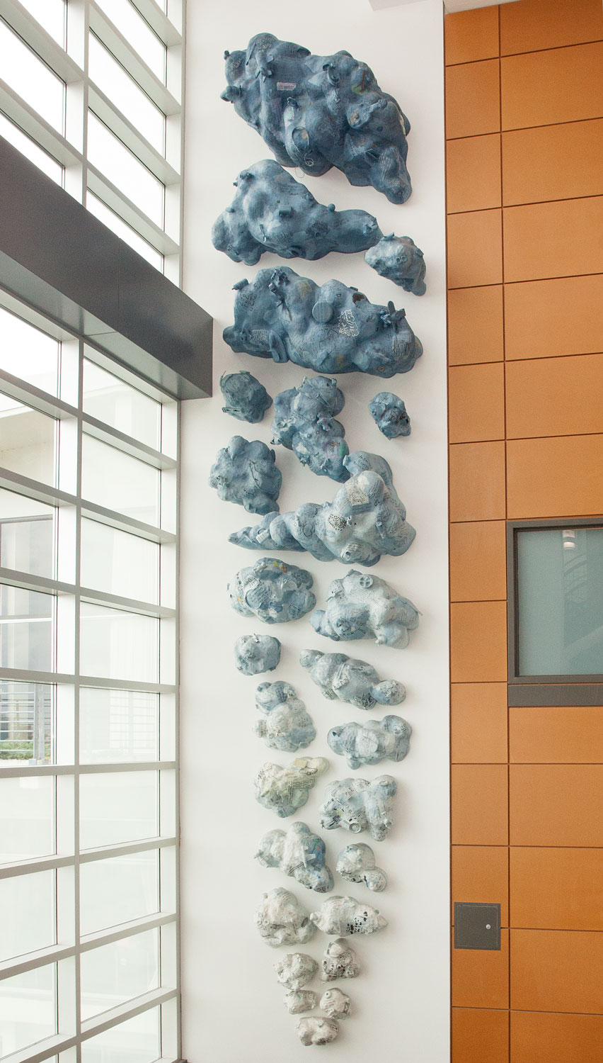 Lofty Aspirations Seiko A. Purdue & Cara Jaye 2010, abaca fiber, indigo dye, wire cloth, plaster, fabric, paper clay, methyl cellulose, and readymade plastic toys Photo: David Scherrer