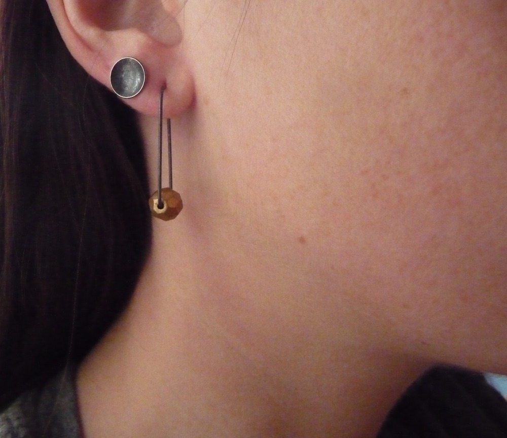 black and tan box earrings