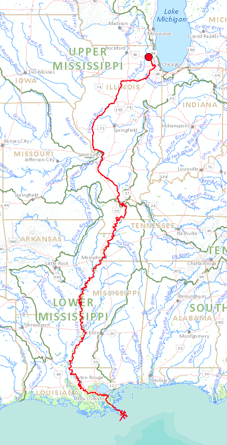Map generated using the USGS's Streamer