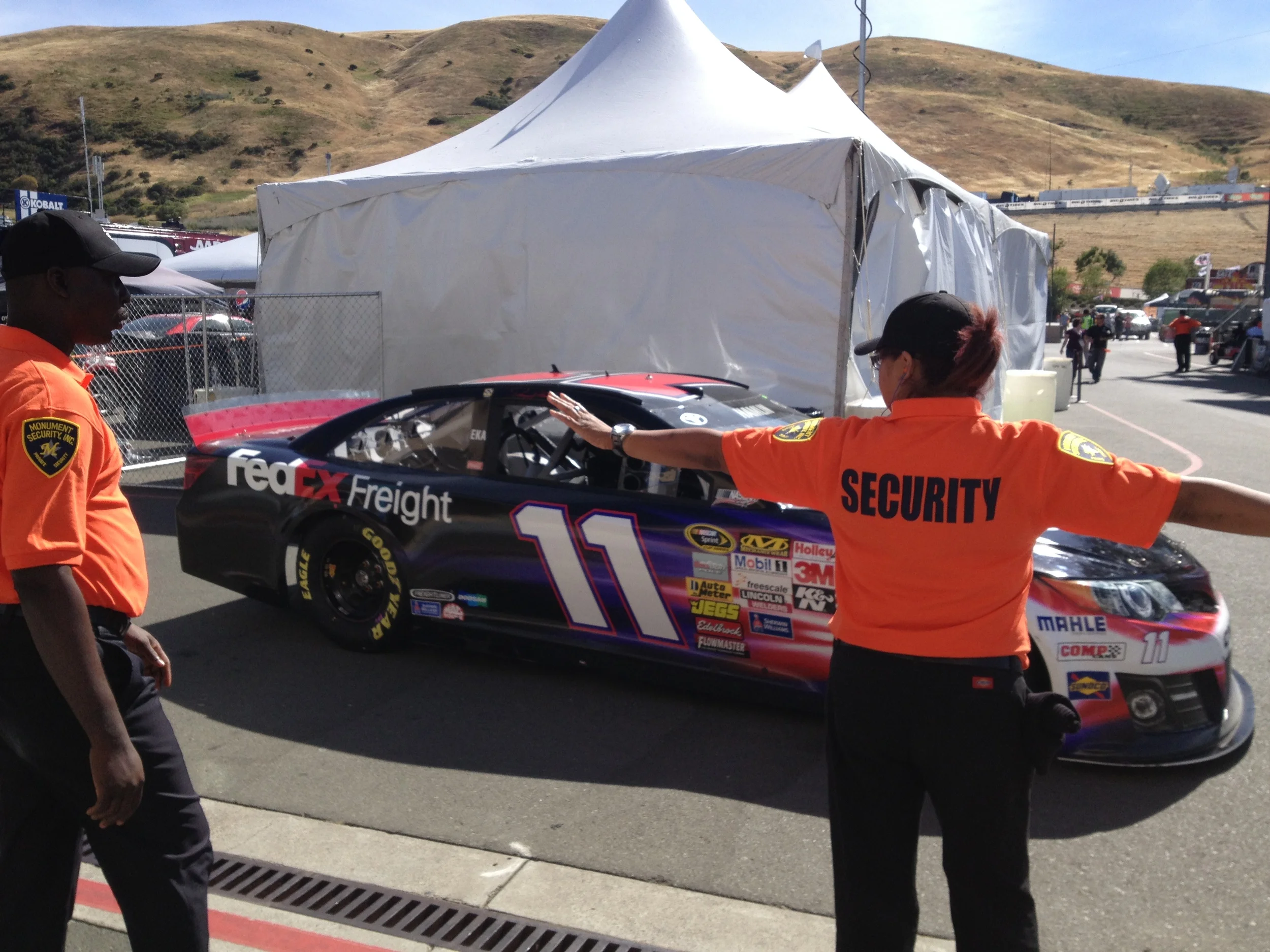 Denny Hamlin heading from the garage to the track at Sonoma Raceway.