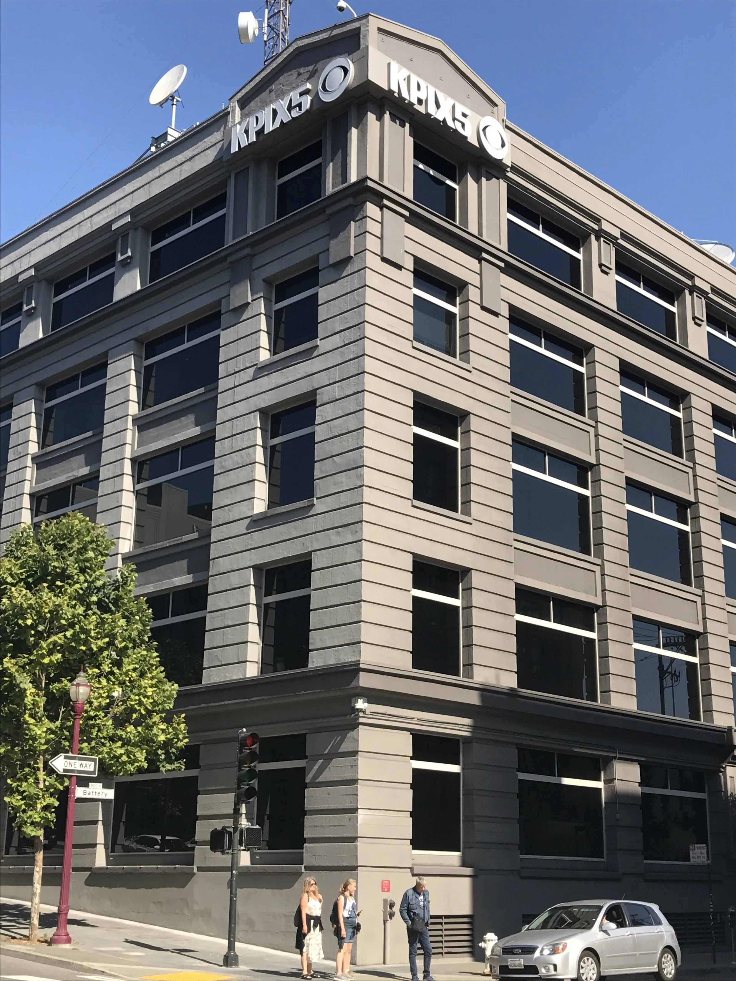 The corner of Battery and Broadway in downtown.