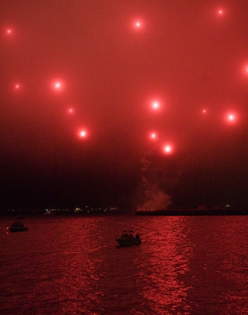 San Francisco fireworks in the fog, taken by Eliya on July 4, 2008.