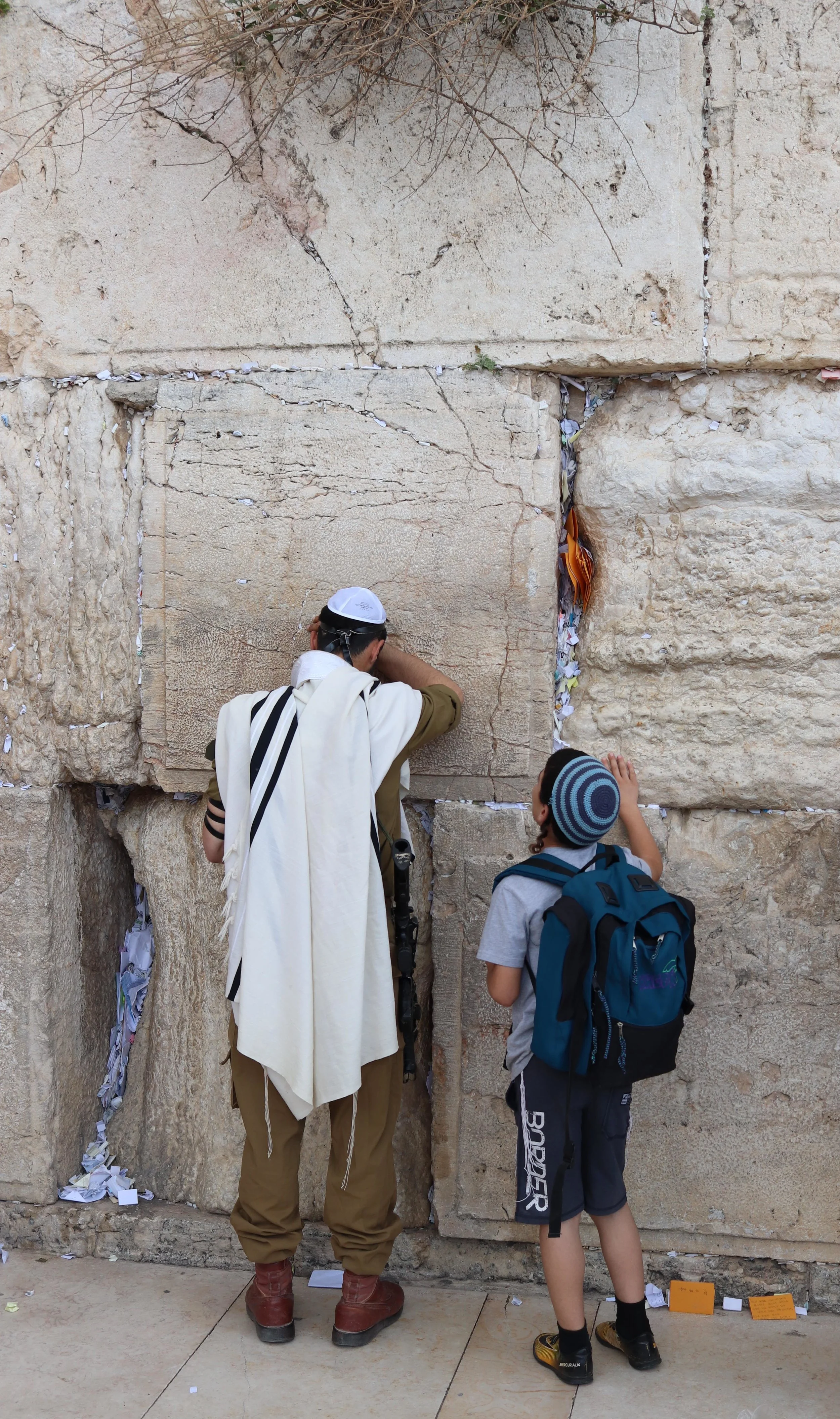 The big deal for Jews is the Western Wall, one of the walls fortifying the man-made Temple Mount. This is where Jews came for centuries to lament the loss of their temple at the top of the hill. Now, anyone can come to pray.