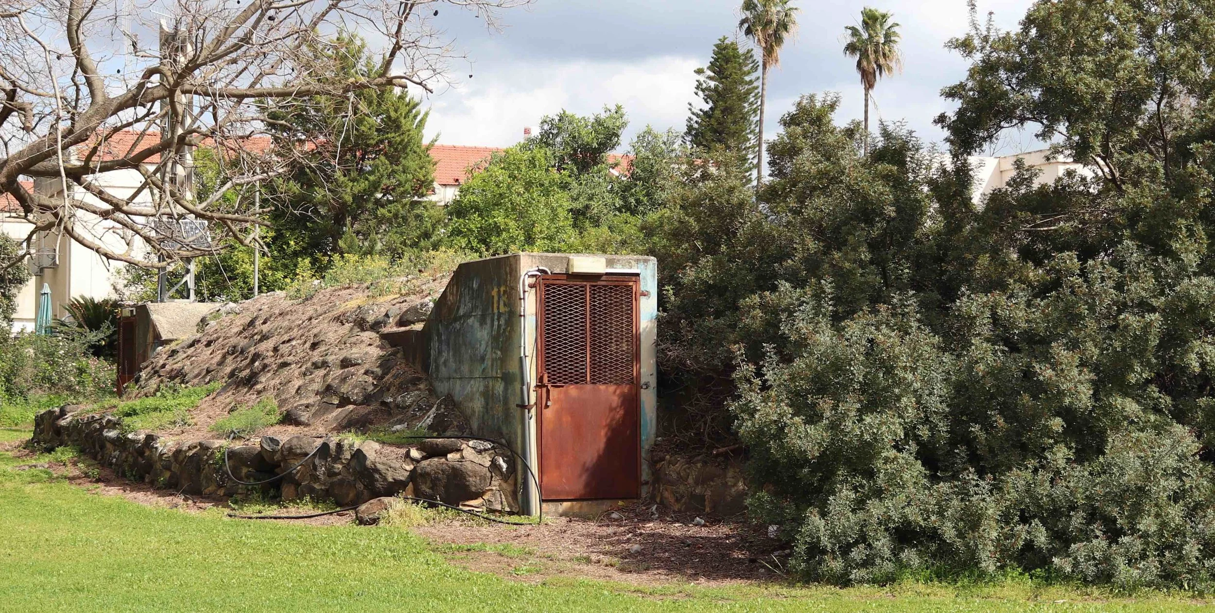 Bomb shelter doorway at Kibbutz Dafna.
