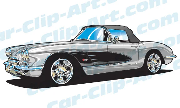 1958 Corvette Vector Clip Art