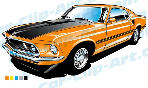 1969 Ford Mustang Mach 1 Vector Clip Art