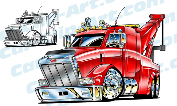 Big Rig Tow Truck Cartoon Artwork
