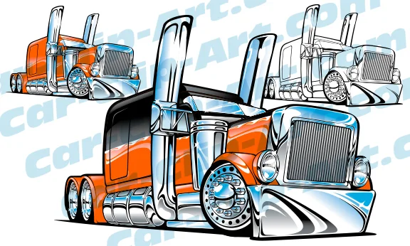 Peterbilt Truck 'Cartoon' Vector Art