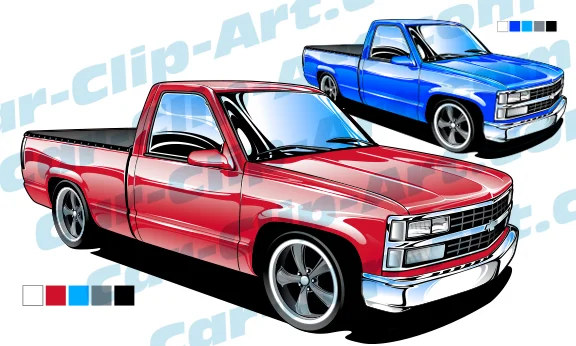 1992-1995 Chevy Half Ton Truck Vector Clip Art