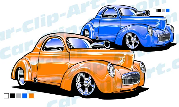 Street Rod Willys Vector Art