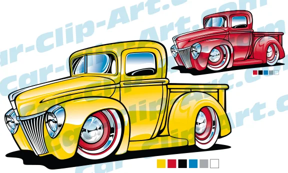 Classic Ford Truck Cartoon Vector Art