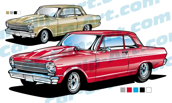 1963 Chevy Nova II Drag Racer Clip Art