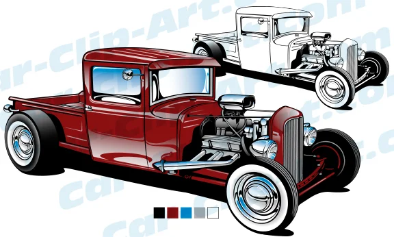 1932 Ford Hot Rod Pickup Truck Vector Art