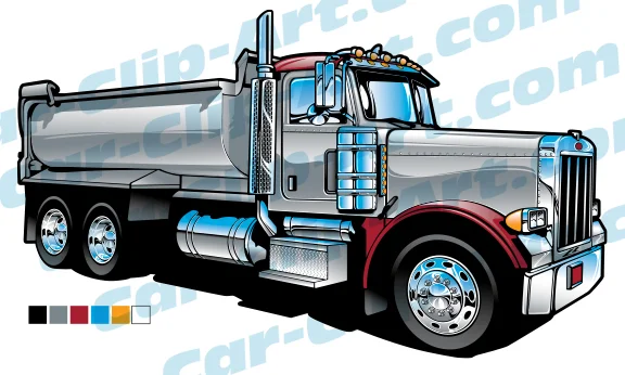 Peterbilt Gravel Hauler Vector Clip Art