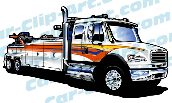 Freightliner Heavy Duty Tow Truck Vector Art