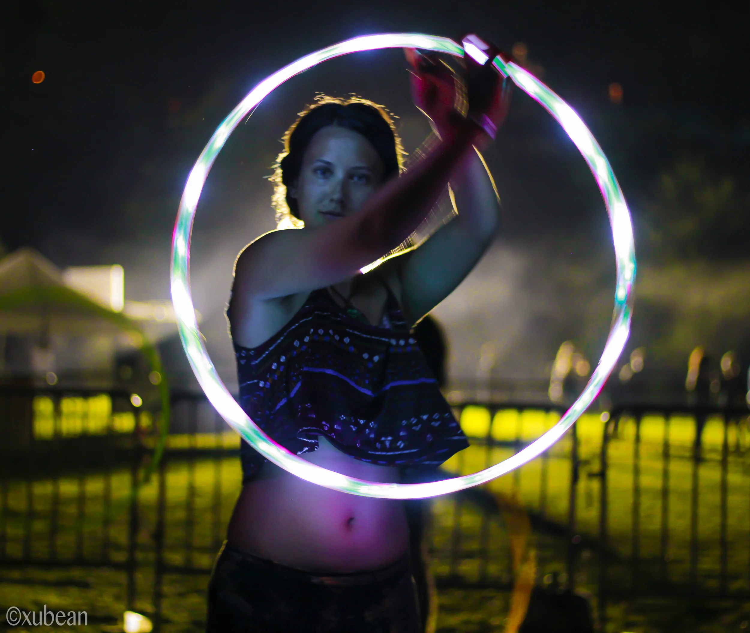 A hoolahoop dancer in Atlanta's food and music festival