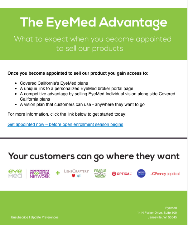 Covered California - EyeMed Broker Campaign 2 of 2