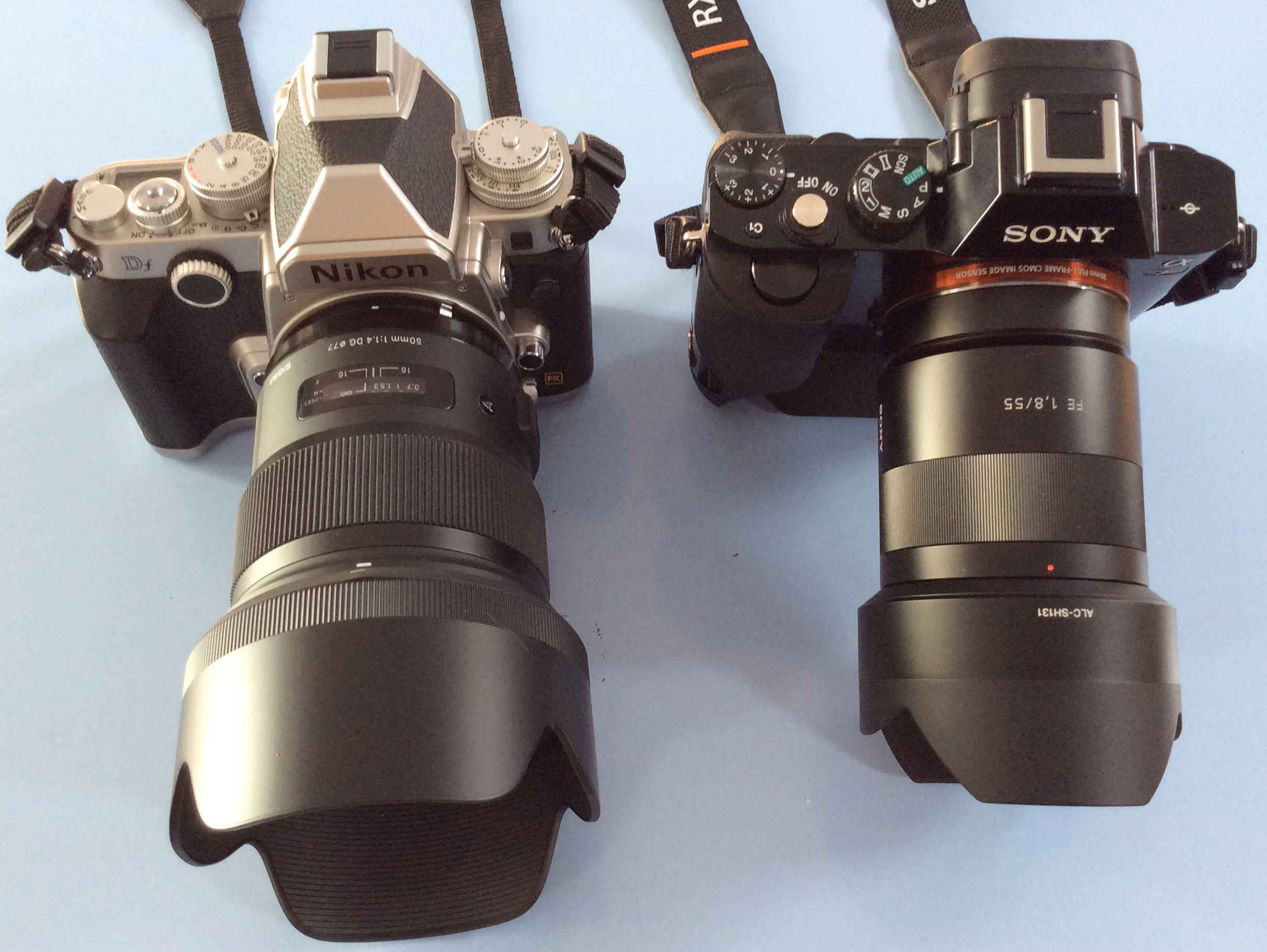 Nikon Df plus Sigma 50mm f/1.4 ART lens and Sony A7r plus Sony Zeiss 55mm f/1.8 lens.