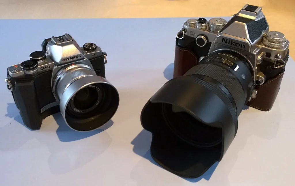 Olympus OM-D E-M10 m.Zuiko 25mm f/1.8 lens - Nikon Df Sigma 50mm f/1.4 ART lens