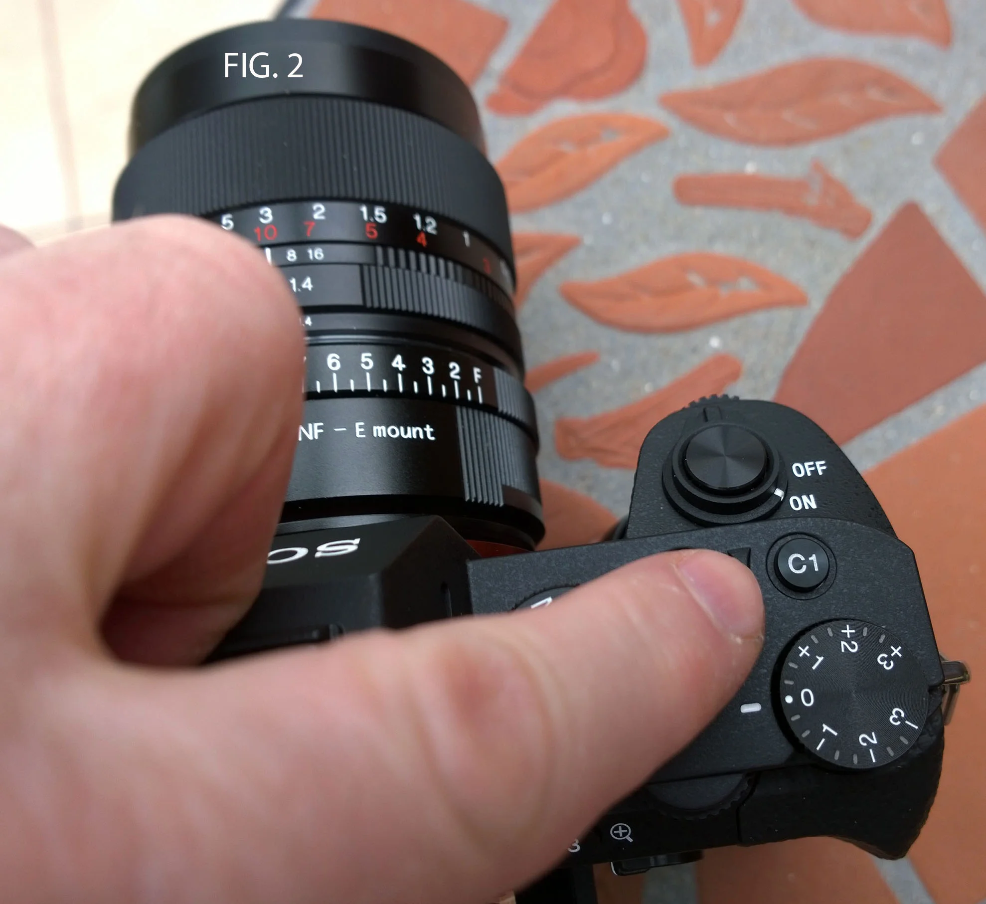 FIG. 2 - I've got the C1 function button set up to magnify the image. As you can see it's right next to the shutter button, perfect for hand holding and working via the EVF.