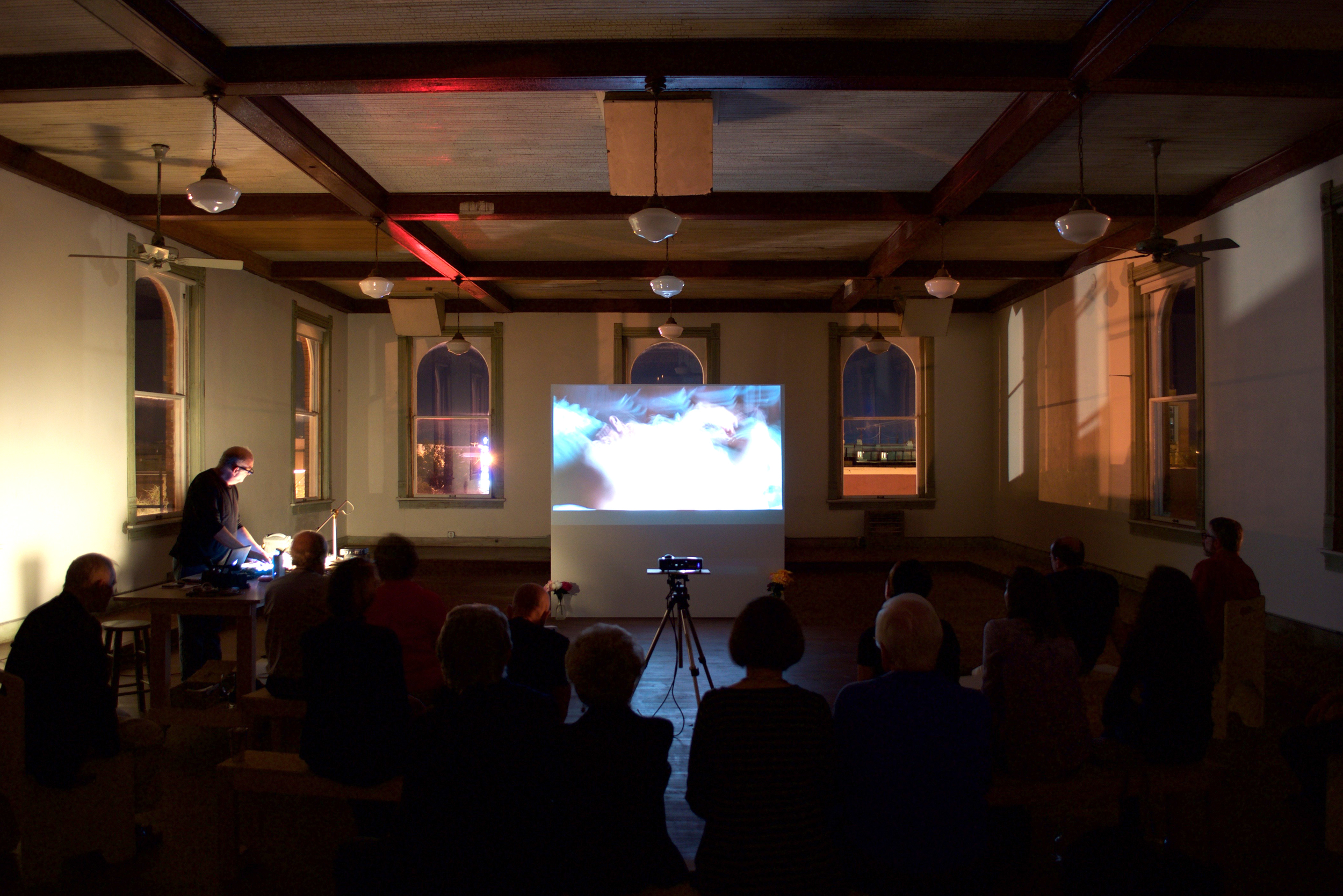 Resident Andrew Neumann and his video projection work