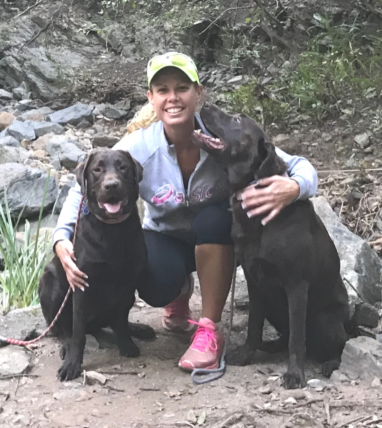 Our beautiful Chocolate labradors, Mocha & Jaffa,- our 2 helpers