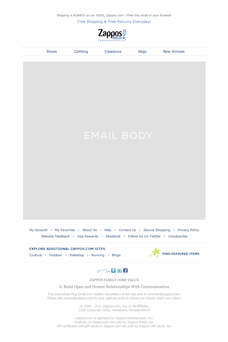 Zappos Email Header Re-Design