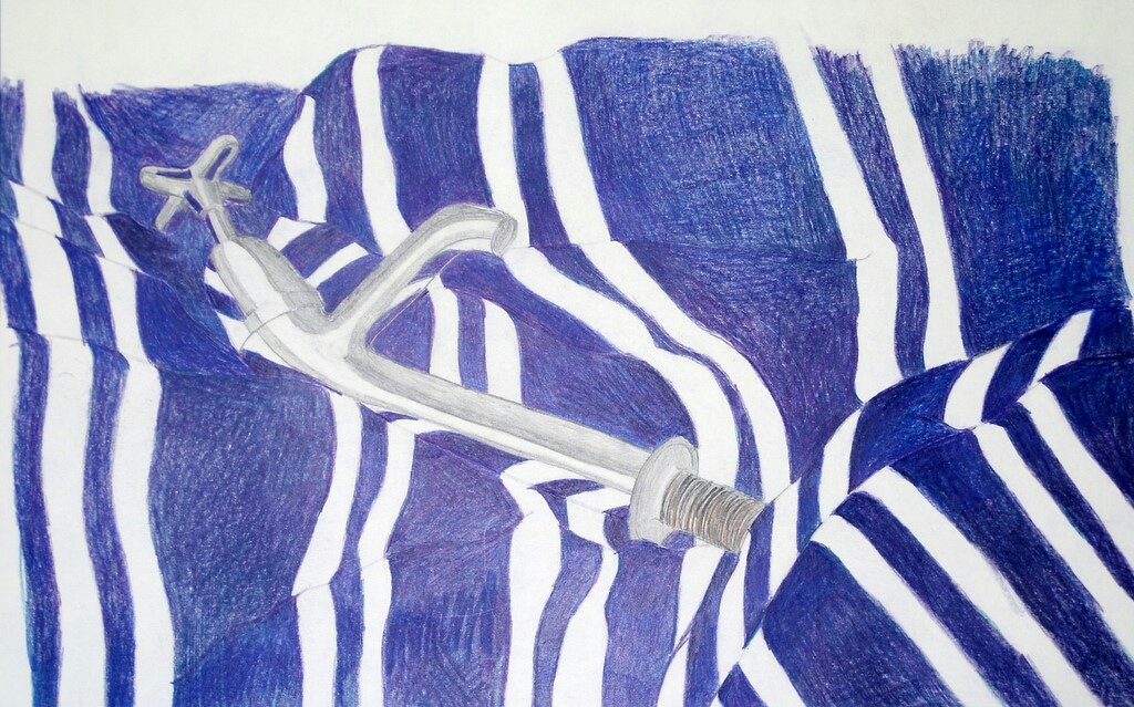 ...taking shiny objects and placing them in interesting places and drawing still lives of them.