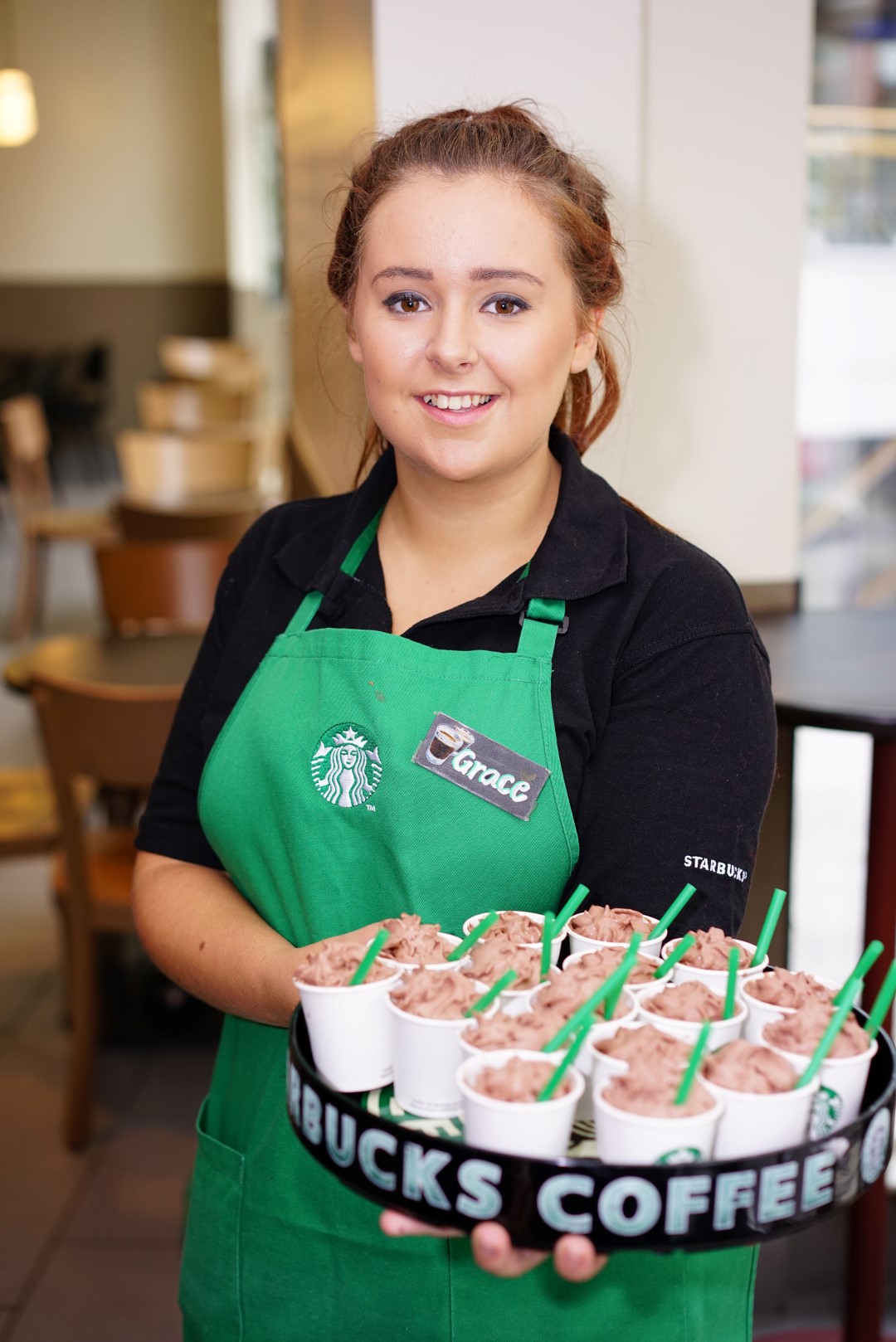 Grace, from Starbucks, just a regular member of staff, looking awesome with the ring at more of a distance