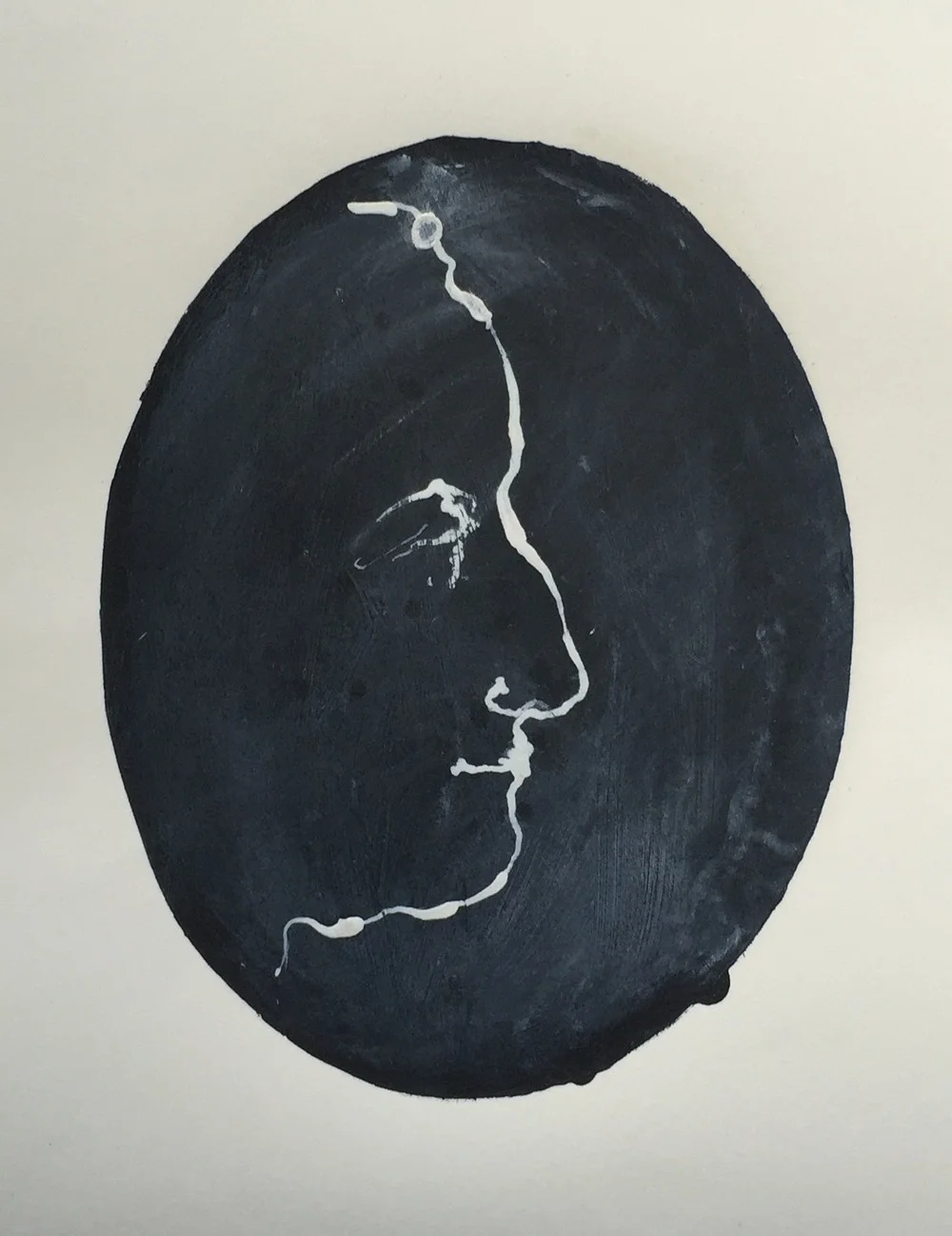 genevieve 1 after lemoyne, ink on acrylic on paper, 10x8 inches