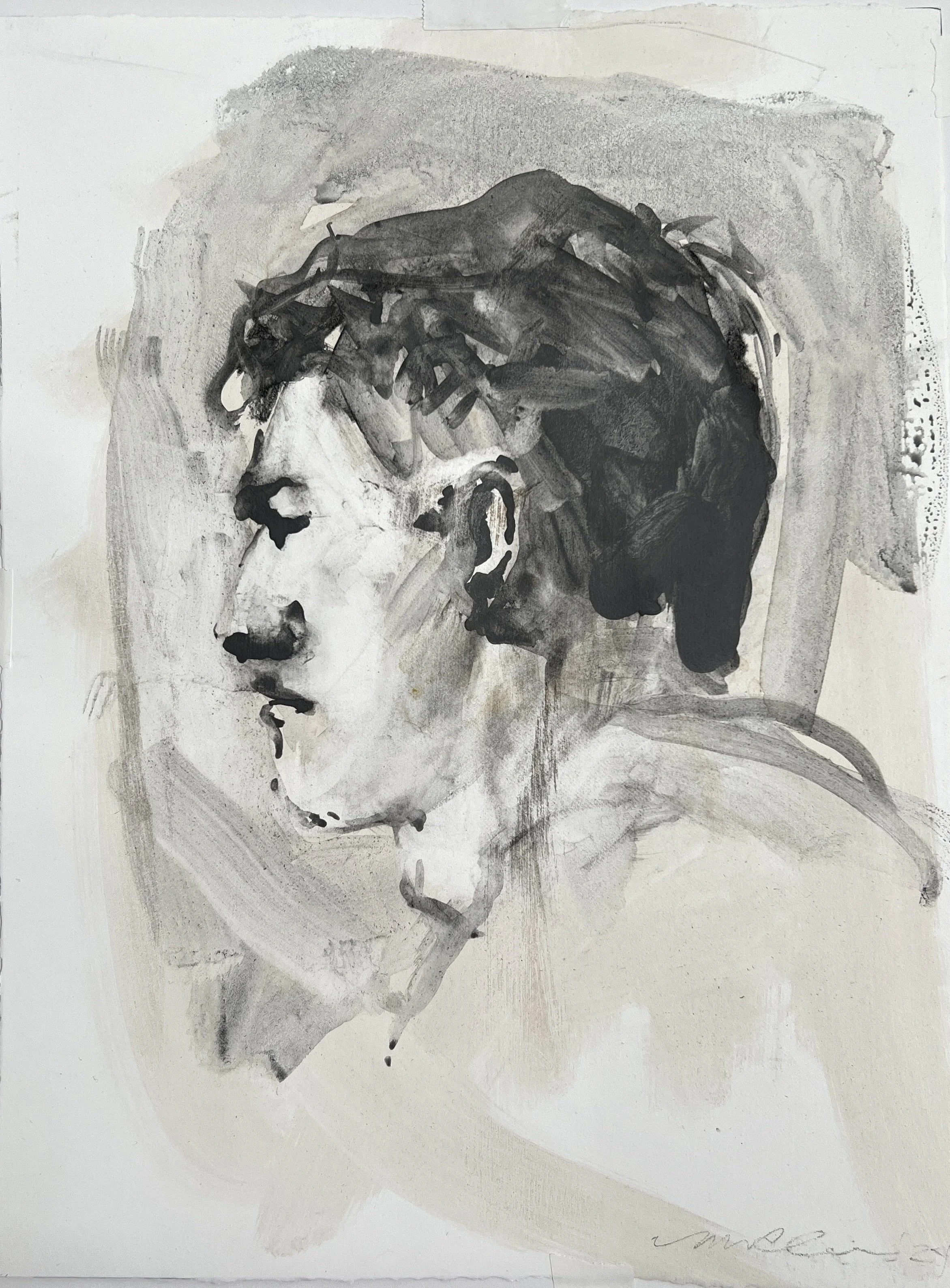  Figure 7,  graphite and ink on paper, 15 x 11 1/2 inches, 2024 * 