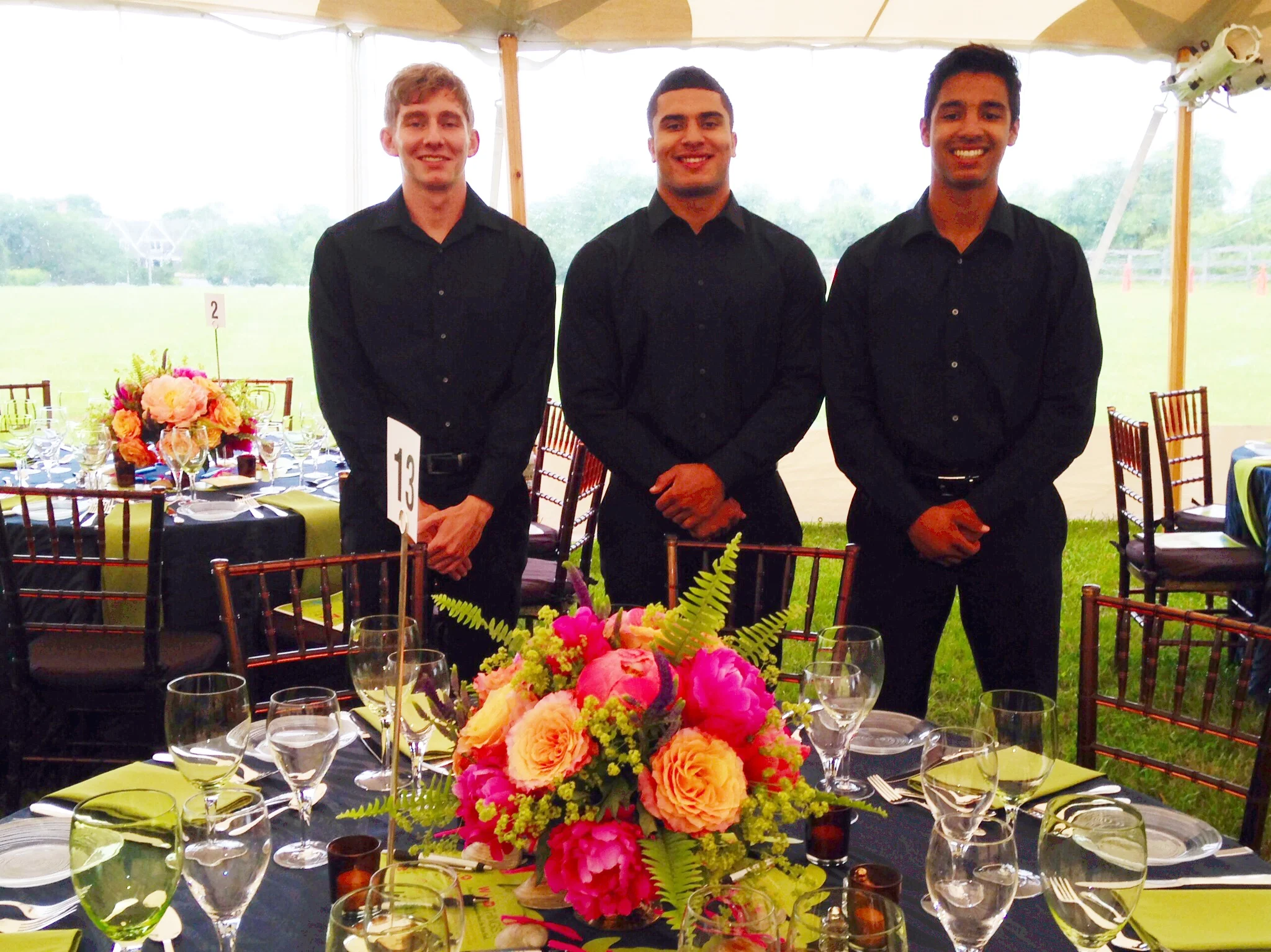 Silver Platter waitstaff ready to go at a private party