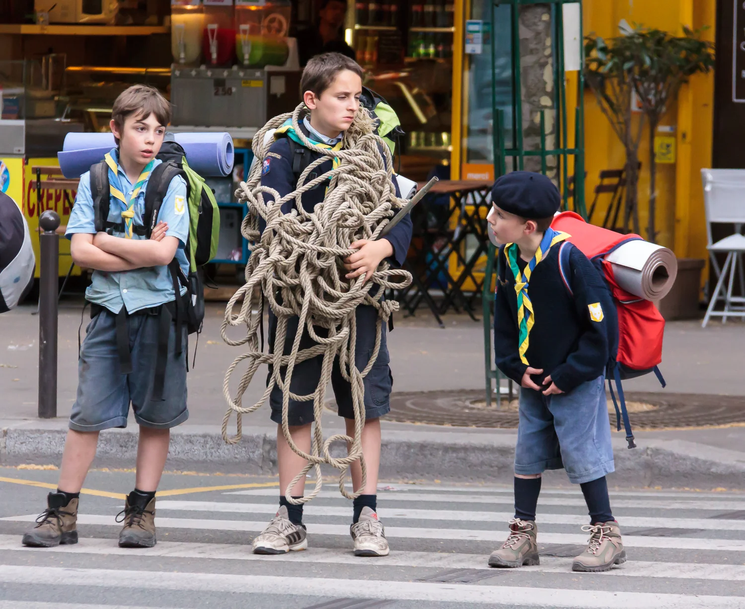 Jacques contemplates additional uses for his rope