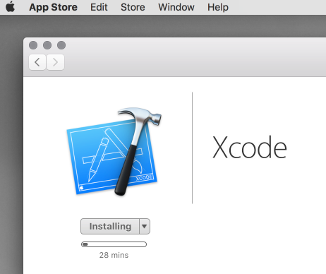 The Xcode installation takes around 30 minutes to complete.