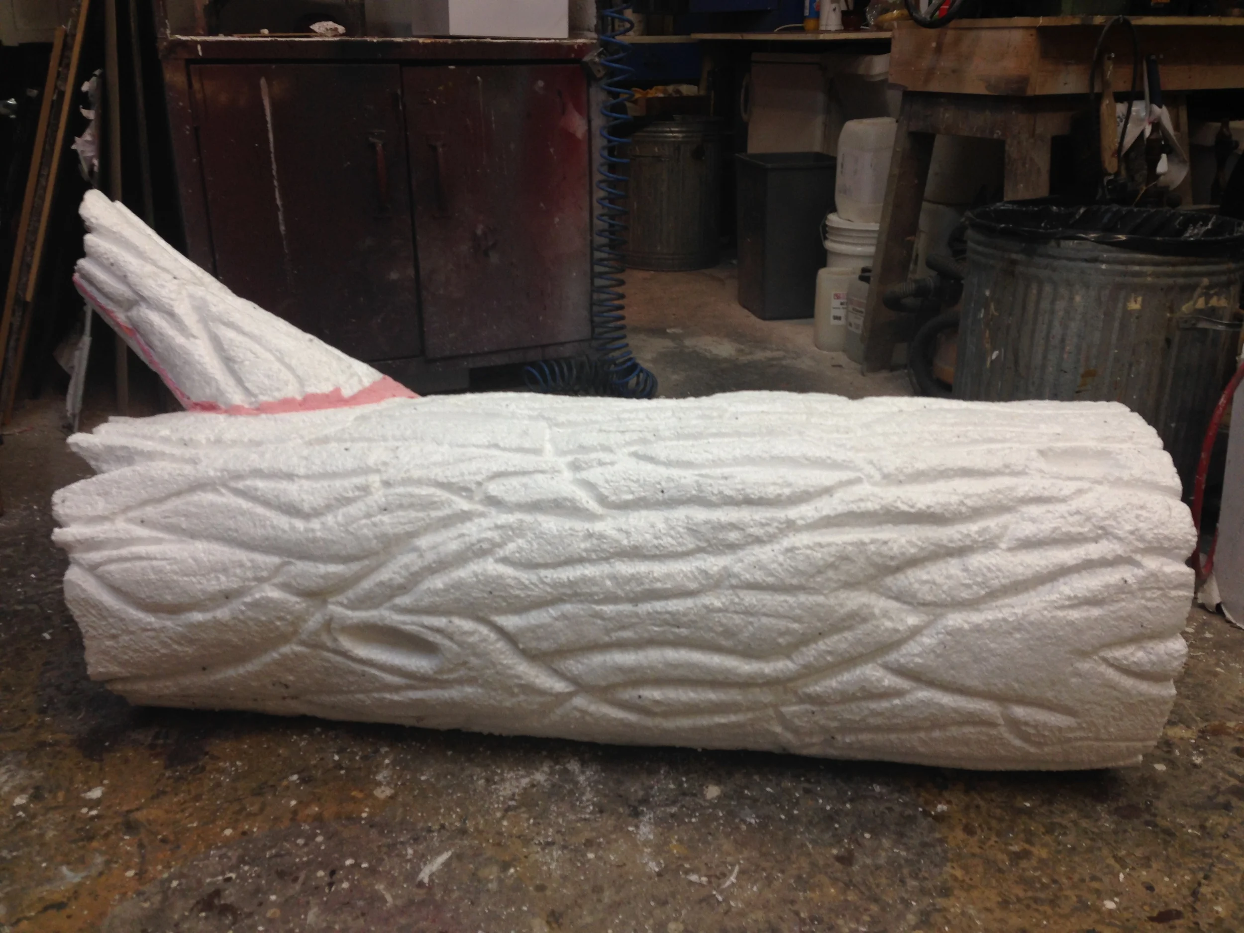 Poly-carved tree log for 'Sleeping Beauty'