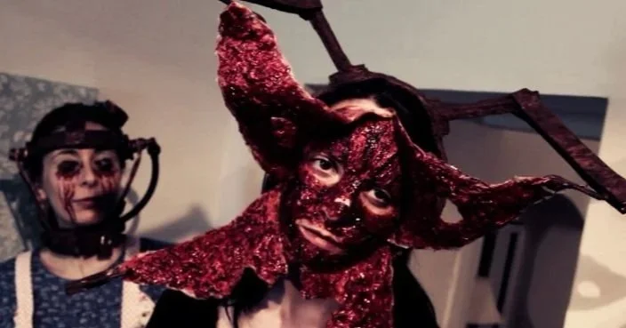 'Saw Misgivings' headtrap makeup (comedy short film) directed by David Lilley
